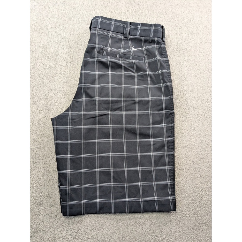 Nike Golf Mens Black Grey Plaid Performance Shorts Size 38 Stretch Checkered - Picture 3 of 13
